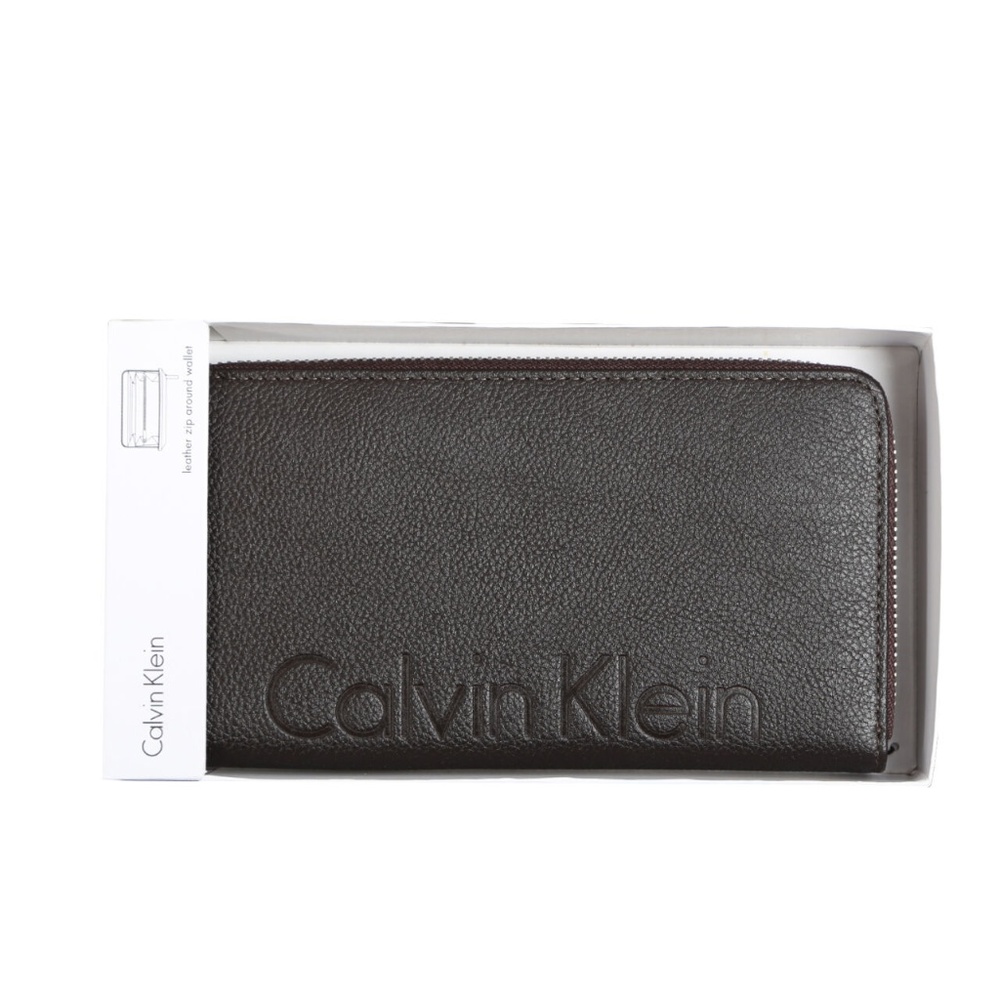 CALVIN KLEIN BROWN LEATHER UNISEX WALLET